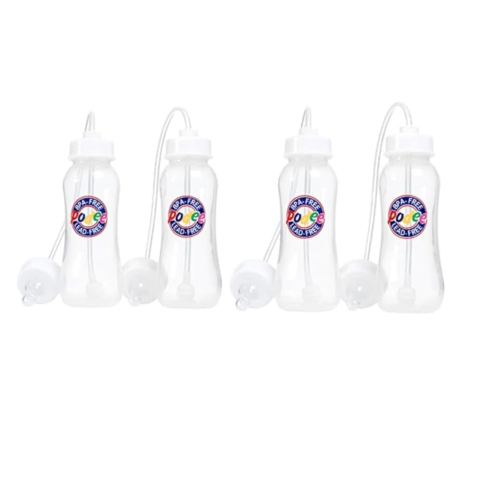Hands-Free Baby Bottle - Anti-Colic Nursing System 9 oz Baby Bottle with Fast Flow Nipple/Teat 3m+ Infant with Tube Straw Feeding System for Toddler (4 Pack - Classic)