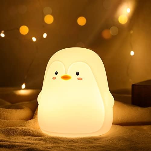 ZKLiLi Cute Penguin Night Light, Penguin Lights for Boys Girls Christmas Gifts Nightlight Kids Teens Room Decor, Silicone Animal Night Lamp