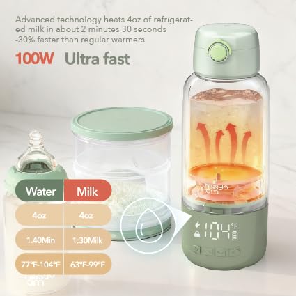 Portable Bottle Warmer for Travel, 17OZ 12000mAh Baby Bottle Warmer with 100W Fast Heating, Super Fast Charging (Full in 1.5H), Accurate Temp Control, Travel Portable Milk Warmer for BabyMilk