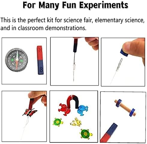 Magnets for Kids Classroom Students Education Science Experiment Kid Magnets Kit Set Including Bar/Ring/Horseshoe Magnets/Compass/Iron Filings