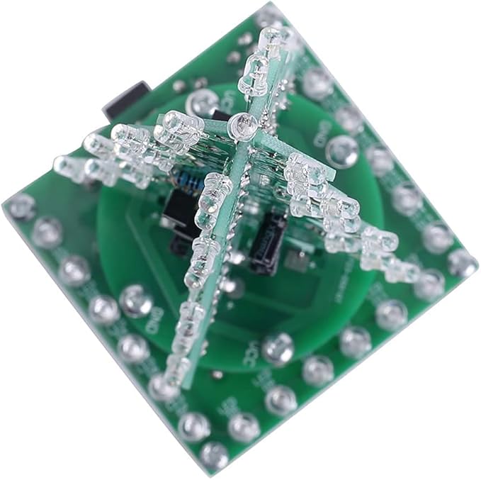 3D RGB LED Rotating Xmas Tree Soldering Kit, PEMENOL DIY Soldering Practice Kit Colorful Musical Christmas Tree Fun Electronic Project Kit for Christmas Decoration Home Family Friends