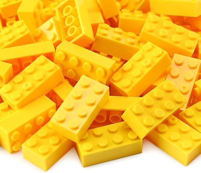 100pcs 2x4 Bricks Yellow Building Blocks Creative Play Set Classic Basic Pieces Parts Toy Accessories Combine with 3001 Major Brick Brands