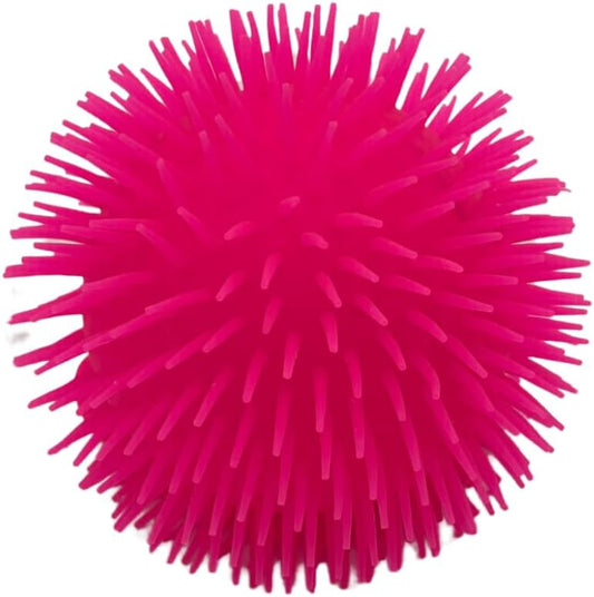 8" Neon Jumbo Puffer Fidget Stretchy Light Up Pon Pon Ball (Pink)