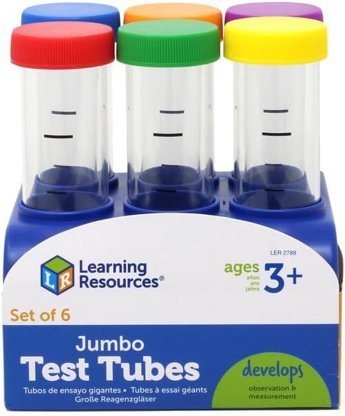 Learning Resources Primary Science Jumbo Test Tubes with Stand, Set of 6 Tubes, Ages 3+