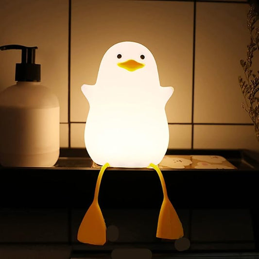 LED Cute Silicone Duck Night Light, Cute Silicone Duck Lamp and Animal NightLight, LED Squishy Animal Light for Sleep, Kawaii Bedside Lamp Room, Rechargeable Bedroom Lamp & Room Gift