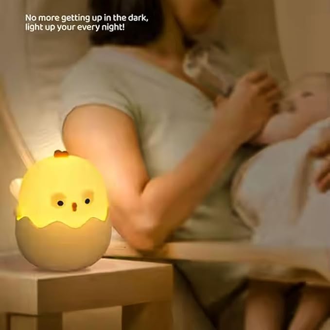 Easter Chick Egg Night Light - Dimmable 7-Color LED Nursery Lamp for Babies, Soft Silicone Touch Eggshell Decor for Easter Basket, Bedroom & Kids Room, Easter Gifts & Birthday Presents