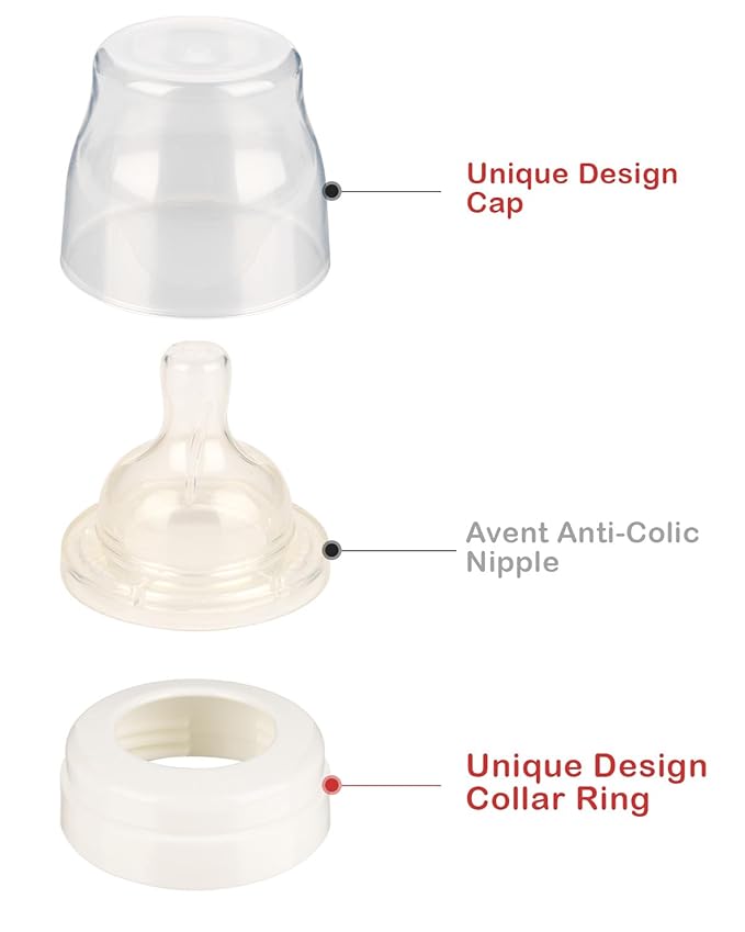 4 Pack Baby Bottle Ring Collars and Cap for Avent Anti-Colic Baby Bottle