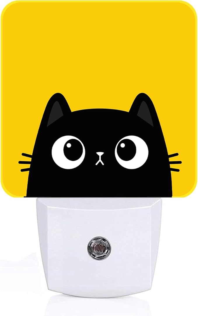 Black Cat Gaze Night Light,Plug-in Night Lights with Dusk-to-Dawn Sensor for Stairway,Hallway,Bedroom Sleep Friendly Ideal for Women/Girls/Boys Gift,0.5w