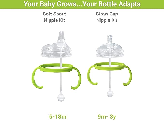 Straw Sippy Cup Transitional Nipple Kit for Comotomo Baby Bottles, 5 oz and 8 oz