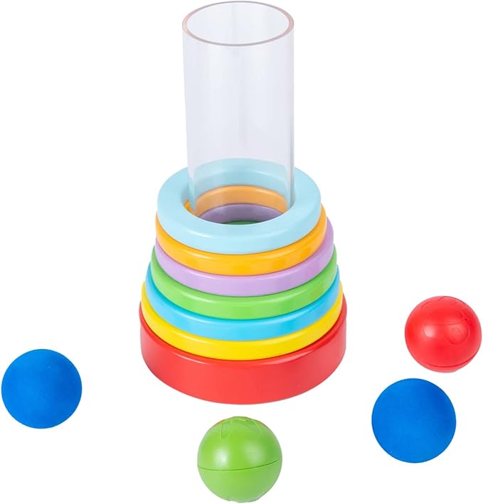 Montessori Interactive Stacking Rings and Balls for Babies 6-12 Months - Clear Tube Fun