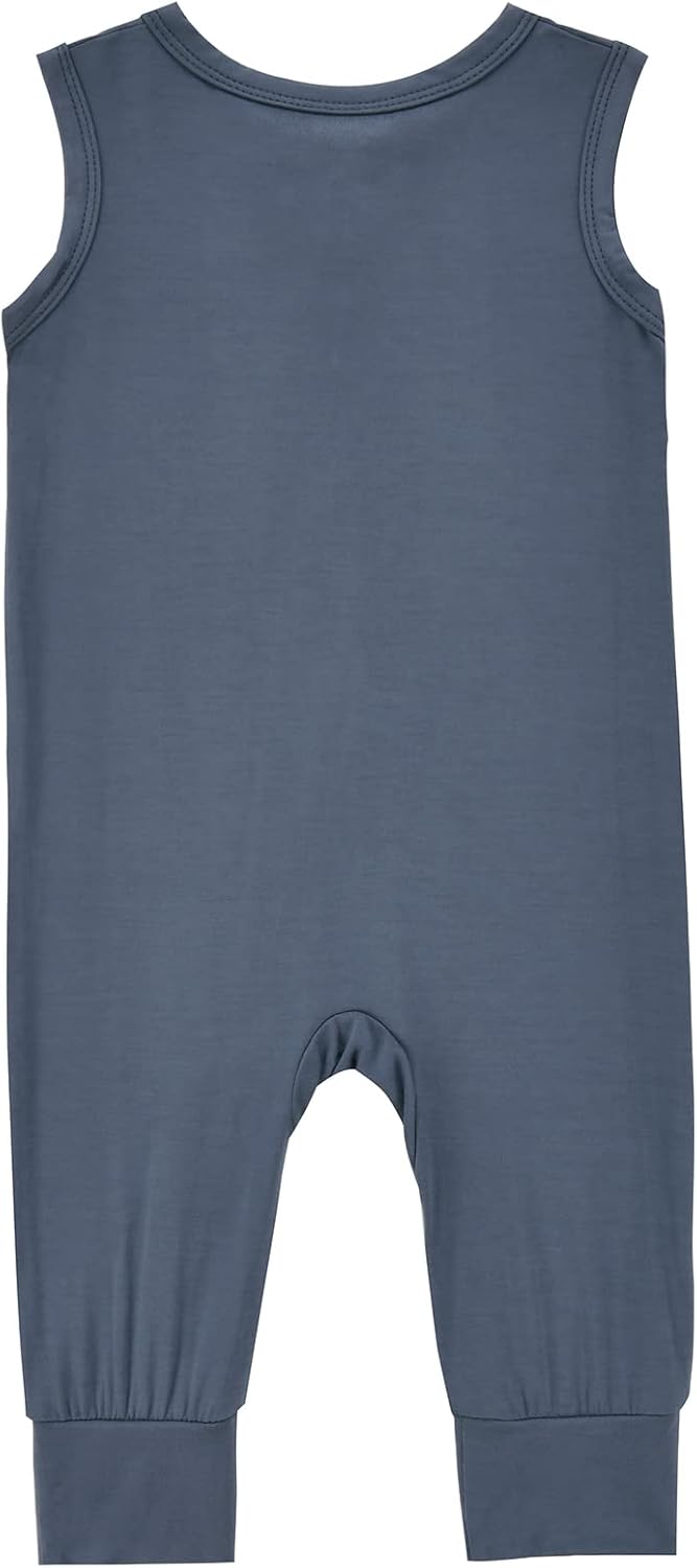 Baby Sleeveless Romper Zipper Toddler Summer Jumpsuit Rayon Outfits Infant Footless Pajamas 0-24m