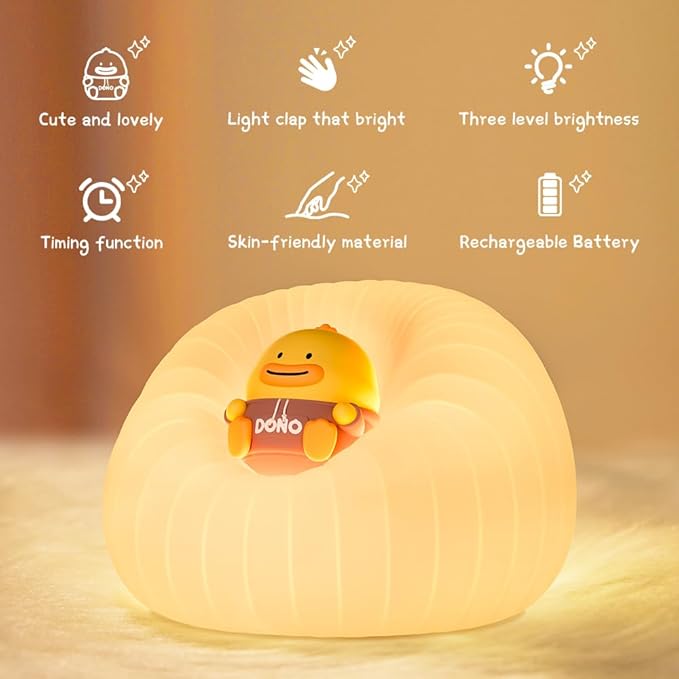 Night Light for Bedroom, Rechargeable LED Lamp with 3 Adjustable Brightness and Automatic Shut-Off, Soft Silicone Design, Touch Control, Suitable for Infants, Toddlers, Girls, and Boys