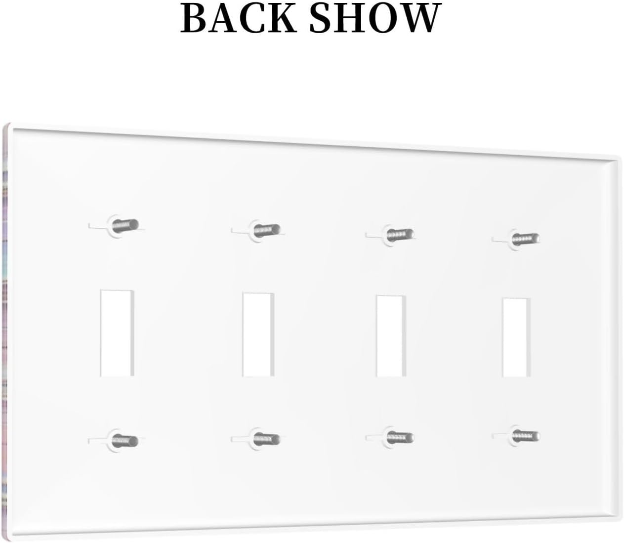 Decorative Switch Covers Plate Cute Pink Purple Mermaid Scales 4 Gang Artistic Wall Plate Unique Quad Toggle Light Switch Plate Jumbo Faceplate for Girlroom Bedroom Home Decor