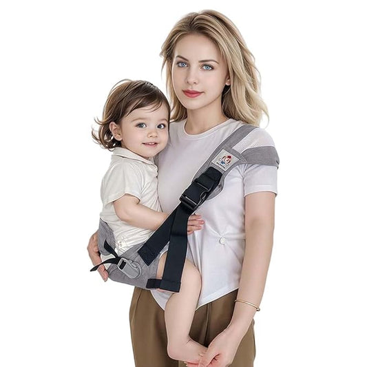 Baby Sling Carrier with Hip Seat - Breathable & Adjustable, Anti-Slip Design for Infants 0-36 Months, ASTM Certified, Ergonomic Hands-Free Carrier Carrying 8-35lbs (Gray)