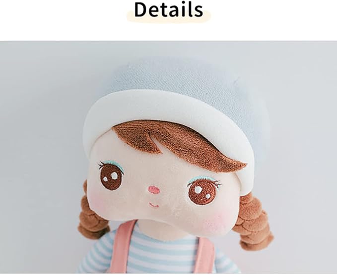 16" Exclusive Princess Doll, Cute Pigtail-Girl with a Hat Plush Doll, Soft Dolls Baby Girl Gifts, Non-Toxic Soft Skin-Friendly PP Cotton Plush Stuffed Angela (Bright Orange)
