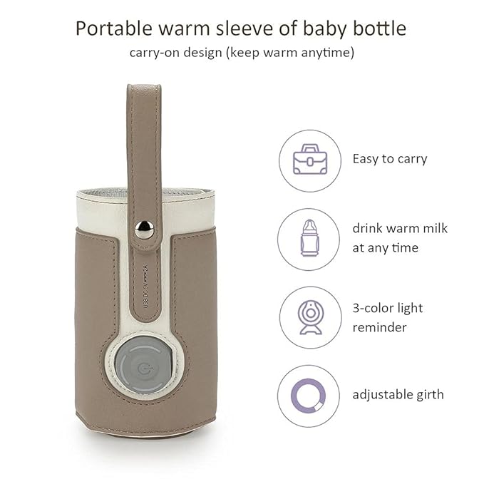 GOTOTOP Bottle Warmer Bag Portable Baby Bottle Warmer Leather Three Gears Adjustable Heated Bottle Bag Car Portable Thermostat Heating Cup Cover (d)