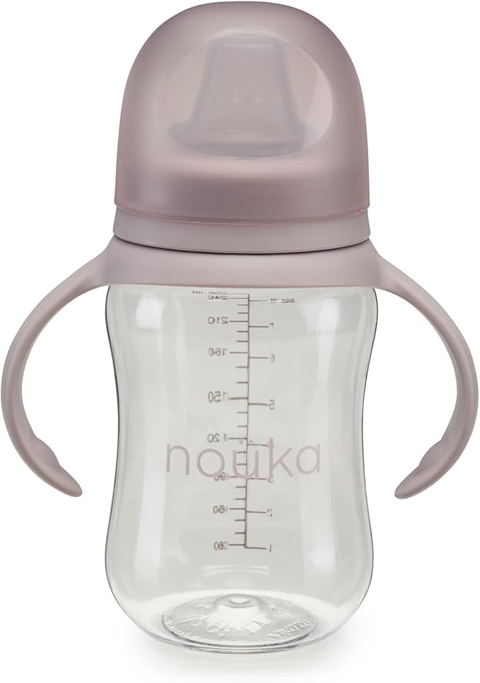nouka Soft Spout Tritan Sippy Cup | Leak Proof and Easy Grip | Removable Handles | Bloom