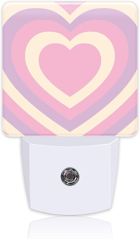 Pink Love Swirl Night Light for Kids, LED Night Light Plug into Wall with Dusk to Dawn Sensor for Girls Boys Women Men Room Decor, Hallway, Kitchen, Bathroom, Nursery, Stairs