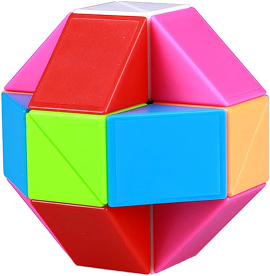 Fidget Magic Snake Cube Puzzles Twist Ruler Speed Cubes Brain Teaser Game Toys for Kids (24 Block 1PACK)