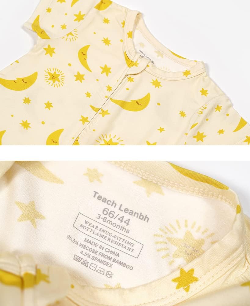 Teach Leanbh Baby Boys Girls 2 Pack Bamboo Viscose Pajamas 2 Way Zipper Short Sleeve Romper Jumpsuit Sleep and Play