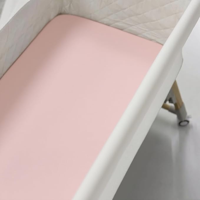 American Baby Company 100% Natural Cotton Fitted Cradle/Bassinet Sheet 36" x 18" - Soft, Breathable & Hypoallergenic Bed Sheet, Baby Pink, Neutral for Boys & Girls