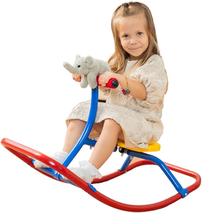 PLATPORTS Rocking Horse - Kids Rocking Horse Rocking Chair Seesaw- Safe Home Playground Backyard Equipment - Rocker Single Teeter Totter for Youth Junior Kids