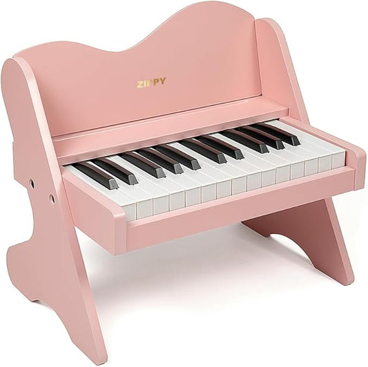 ZIPPY Kids Piano Keyboard, 25 Keys Digital Piano for Kids, Volume Adjustable, Mini Music Educational Instrument Toy, Wood Toy for Toddlers Girls Boys (Pink)