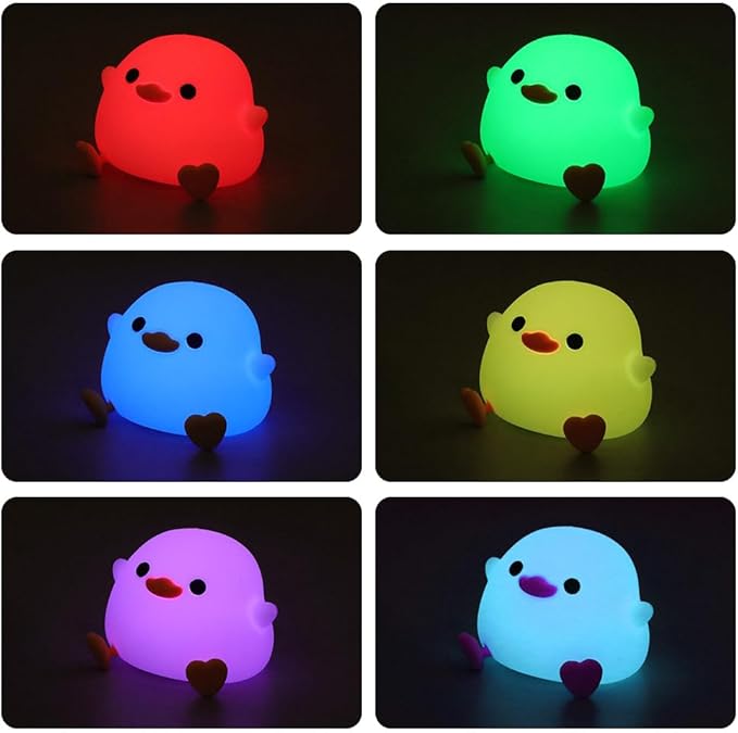 DoDo Duck Night Light, LED Cute Silicone Dimmable Nursery Lamp, Touch Sensor Lamp, RGB & Warm White Light for Kids, Bedrooms, Dorm Decor, and Gift Ideas(Battery)
