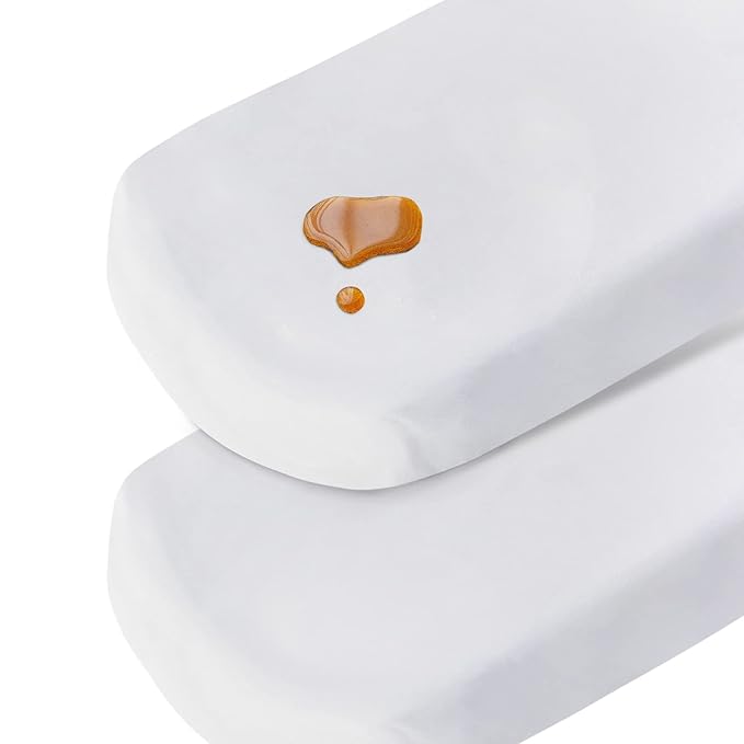Bassinet Sheets Waterproof 2 Pack Bassinet Mattress Protector Cotton Fitted Cradle Sheets Set for Oval Rectangle Hourglass Mattres, Soft Breathable Mattress Pad Cover Baby Girl Boy, White
