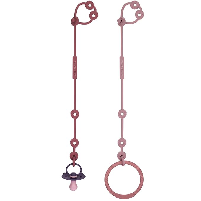 Toy Straps for Baby, Silicone Pacifier Clips, Silicone Adjustable Stretchable Pacifier Teether Straps for Strollers, High Chair, Cribs, Hanging Baskets, Car Seat, Shopping Trolley, BPA Free, 2 Pack