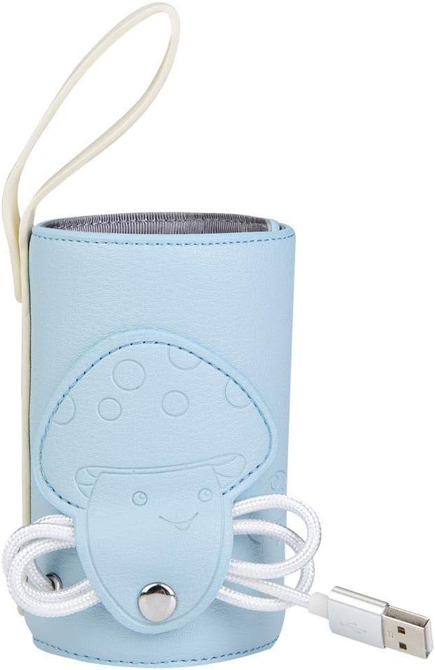 Qinlorgo Portable Bottle Warmer, 10W USB Microfiber PU, Blue