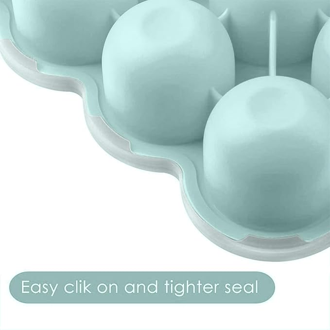 Samuelworld Baby Breast Milk and Food Storage Container, 12 Portions x 2.5oz, Stackable Food Grade Silicone Tray with Clip-On Hard Lid for Homemade Purees, Vegetables & Fruits - Teal