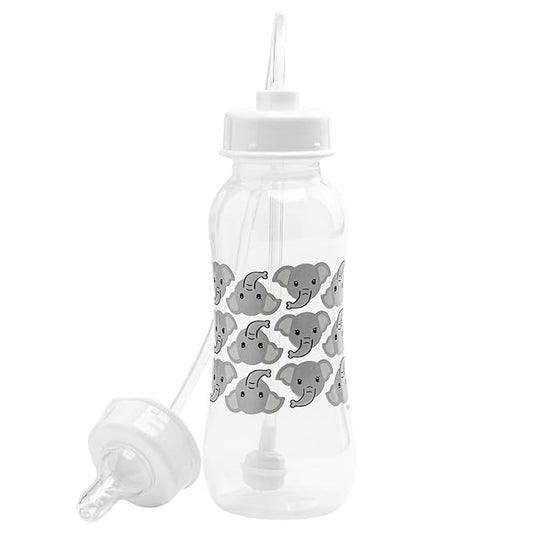 Hands-Free Baby Bottle - Anti-Colic Nursing System 9 oz Baby Bottle with Fast Flow Nipple/Teat 3m+ Infant with Tube Straw Feeding System for Toddler (1 Bottle - Elephant)