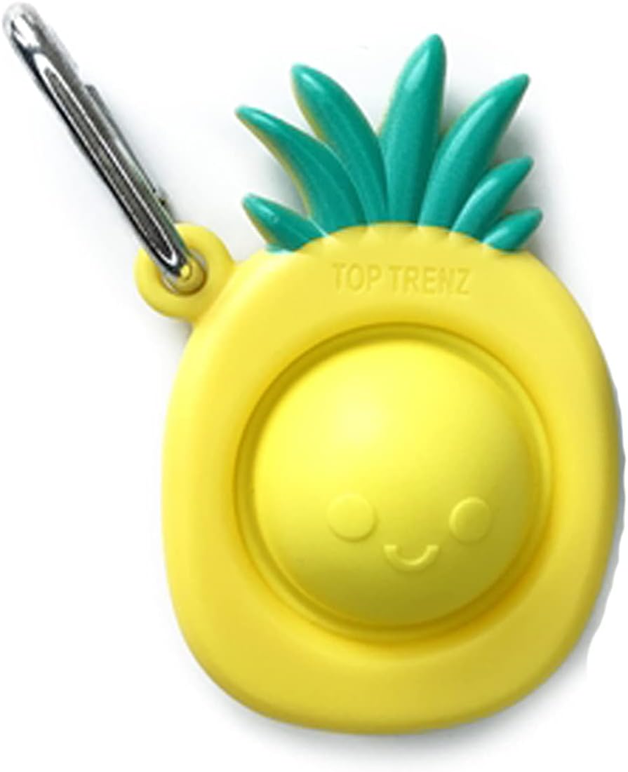 Top Trenz OMG Pop Fidgety Bubble Fidget Toy Stress Relief Anxiety Boredom Keychain (Pineapple)