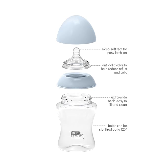 Anti Colic Baby Bottles 8oz with M Flow Rate Nipples for 3-6 Months, 4 Pack, MM104A