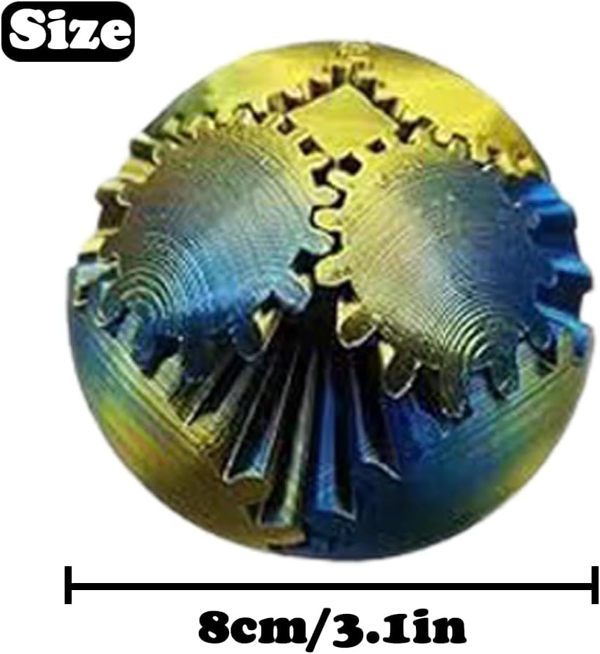 3D Printed Gear Ball, Gears phere Gear Ball Fidget Toy, Puzzle Balls, Fidget Ball, Cube Fidget Toy ,Gear Ball Toys for Classroom Prizes, Party Birthday, Anxiety Relaxing and Stress. (Blue and Yellow)