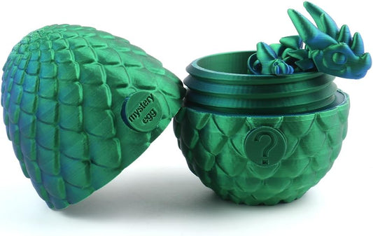 Easter Egg, 3D Printed Articulated Crystal Dragon with Egg, Flexible Joints Surprise Crystal Dragon Fidget Toy for Autism/ADHD, Home Office Decor Executive Desk Toys Gift for Kids Adults (Green)