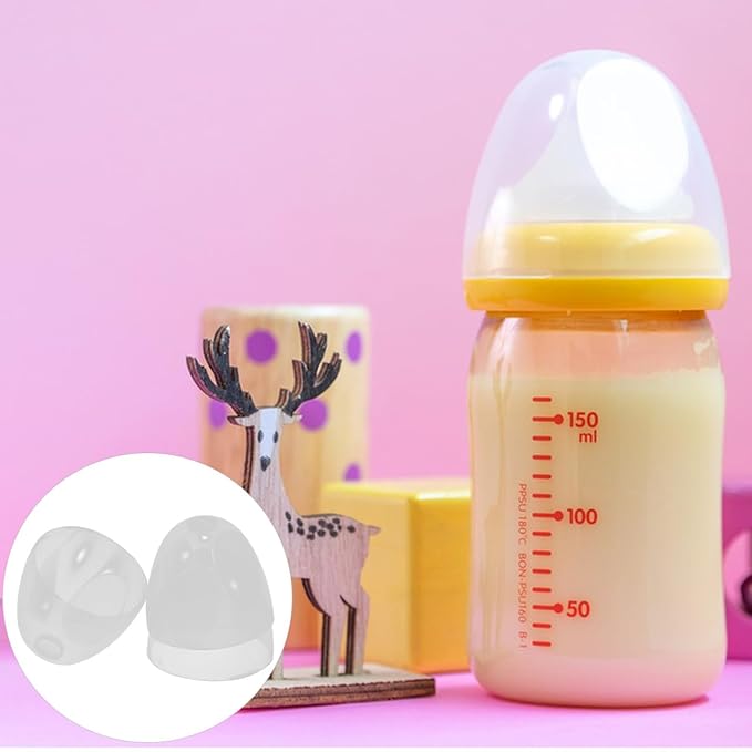 Vaguelly 3 Pcs 2.4" Wide Baby Bottle Cap Bottle Replacement Caps Parts Dome Lid Protects Nipples Clear Baby Feeding, 2.44X2.44X2.16in