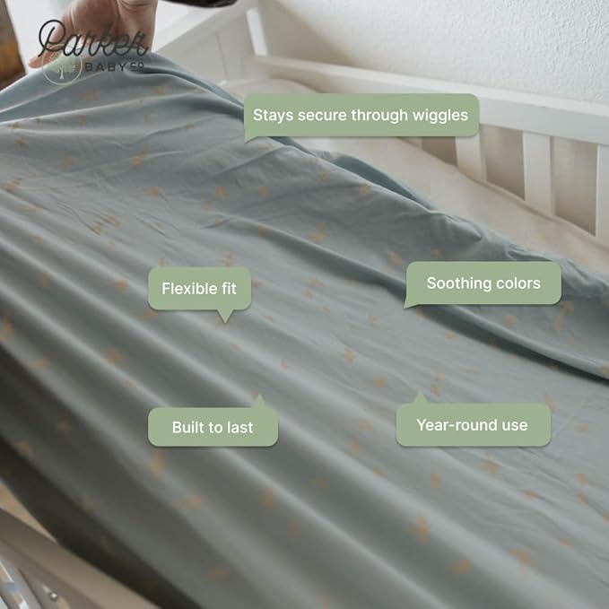 Parker Baby Soft & Durable Fitted Baby Crib Sheets | Snug Fit for Standard Crib Mattresses | Machine Washable, Fade-Resistant & Modern Nursery Designs