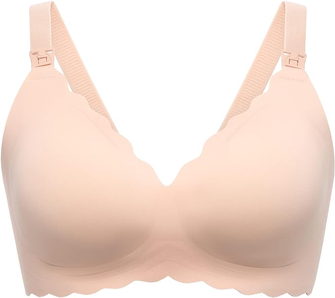 Momcozy Nursing Bras for Breastfeeding, Seamless Pregnancy Maternity Bra Wireless Classic Jelly Strip Support Nursing Bra