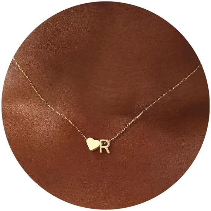 Turandoss Heart Initial Necklace for Women Teen Girls - 18K Gold Plated Letter A-Z Pendant Necklace Dainty Heart Necklaces Tiny Initial Necklaces Birthday Gifts for Women Jewelry