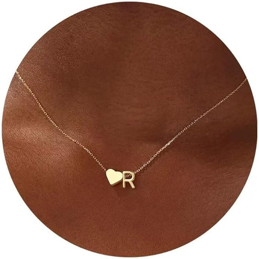Turandoss Heart Initial Necklace for Women Teen Girls - 18K Gold Plated Letter A-Z Pendant Necklace Dainty Heart Necklaces Tiny Initial Necklaces Birthday Gifts for Women Jewelry