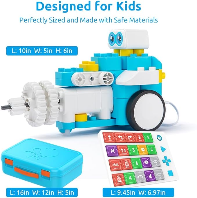 WhalesBot C3 Pro 12-in-1 Remote Control & Coding Robot Kit for Kids 4+, Advanced Smart Panel & Cards Programming, Educational STEM Toy, Block Building Set with Controller & Motor for Kids 4-6, 5-7