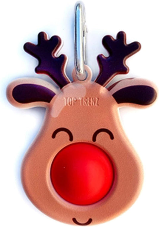 Top Trenz OMG Pop Fidgety Bubble Fidget Toy Stress Relief Anxiety Boredom Keychain (Christmas - Reindeer)