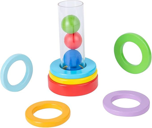 Montessori Interactive Stacking Rings and Balls for Babies 6-12 Months - Clear Tube Fun