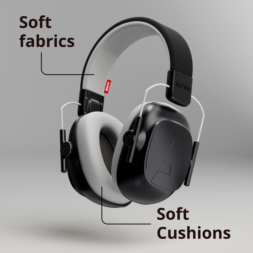 Alpine Muffy Kids - Hearing Protection - CE & ANSI Certified - Adjustable for Ages 3-16 years - Noise Cancelling Headphones - 25dB Sound Reduction Ideal for Protection and Concentration Aid – Black