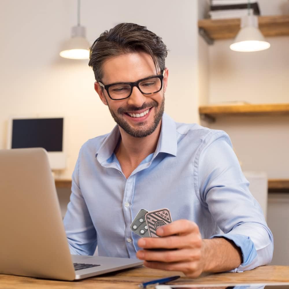 Magnetic Metal Fidget Toys - Metal Poker Push Card Fidget Slider Stress Relief Toy, Men’s EDC Toy Fidget Toy Haptic Coin, Office Desk Toys Gifts for Boyfriend and Father (JJ)