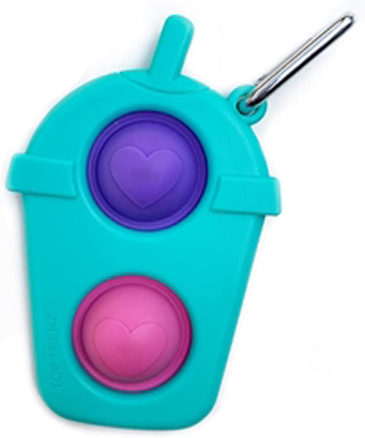 TOP TRENZ OMG Pop Fidgety Bubble Fidget Toy Stress Relief Anxiety Boredom Keychain (Frappuccino)