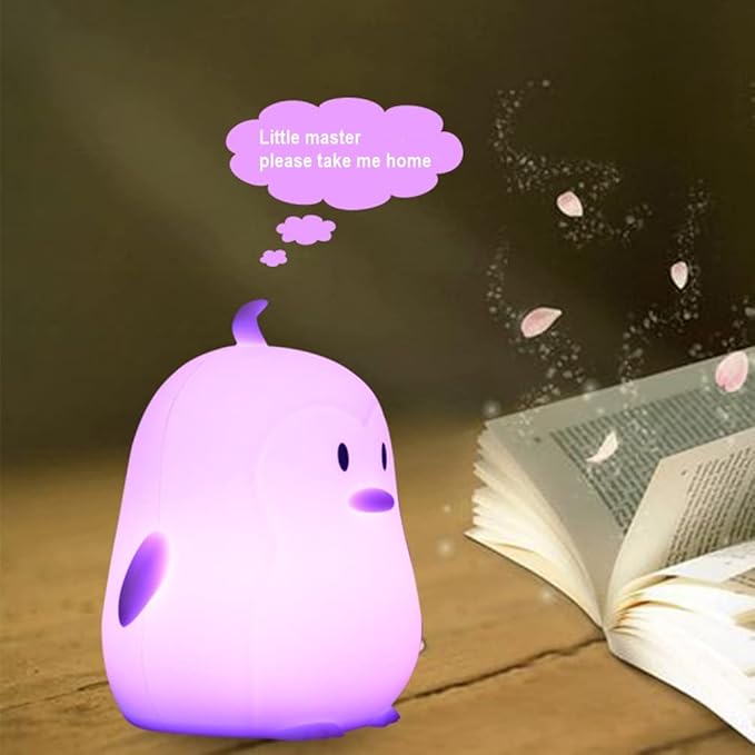 Penguin Night Light for Kids Silicone Sleep NightLights, 9 Colors Baby Light Bedside Lamp Bed Room Children Decorative Lamps for Toddlers/Boys/Girls/Adults/Bedroom/Bathroom/Outdoor - Medium