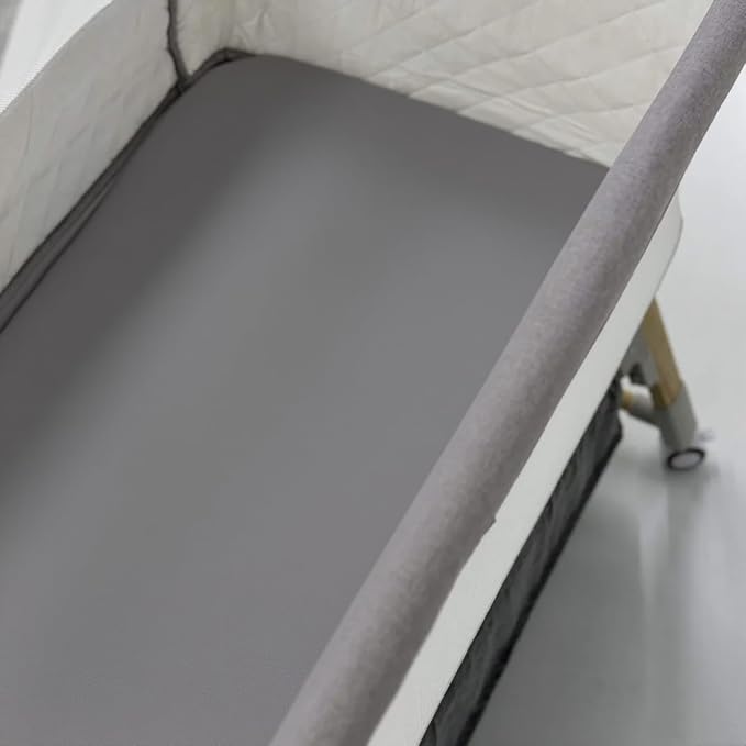 American Baby Company 100% Natural Cotton Fitted Cradle/Bassinet Sheet 36" x 18" - Soft, Breathable & Hypoallergenic Bed Sheet, Gray, Neutral for Boys & Girls (Pack of 2)